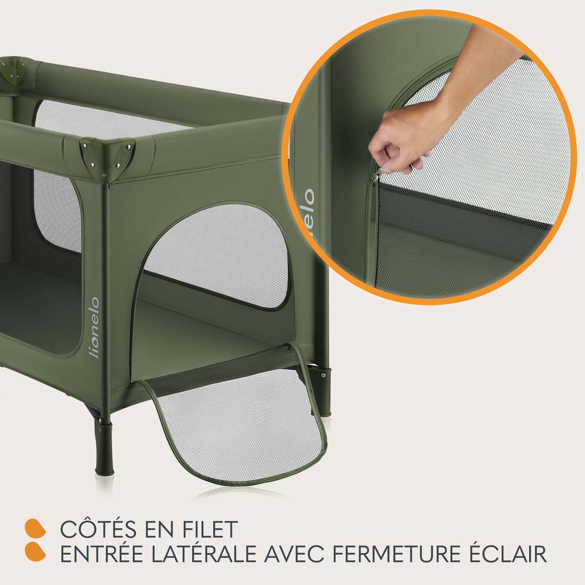 lionelo-jasmin-easy-fold-lit-voyage-vert-matelas-t25 image 5