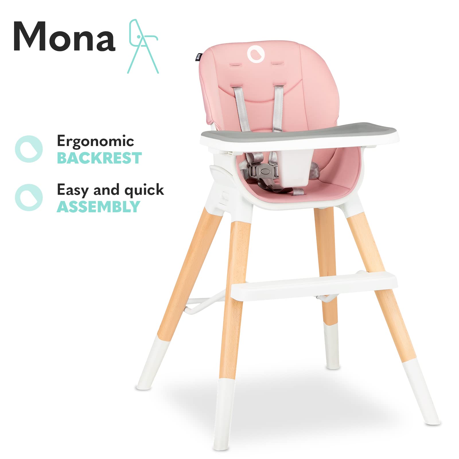 lionelo-mona-chaise-haute-volutive-pink-4-en-1 image 7