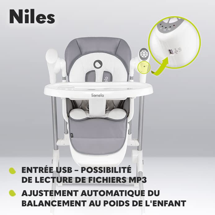 lionelo-niles-chaise-haute-2-en-1-gris-balancelle-6-hauteurs image 5