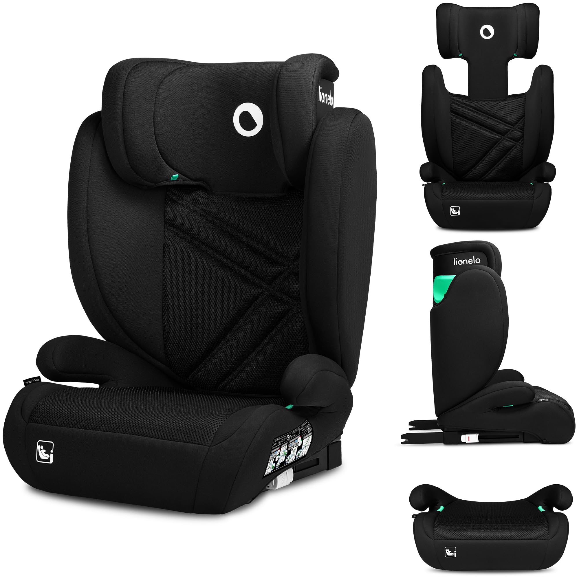 lionelo-hugo-i-size-si-ge-auto-isofix-carbone-noir-100-150-cm image 1