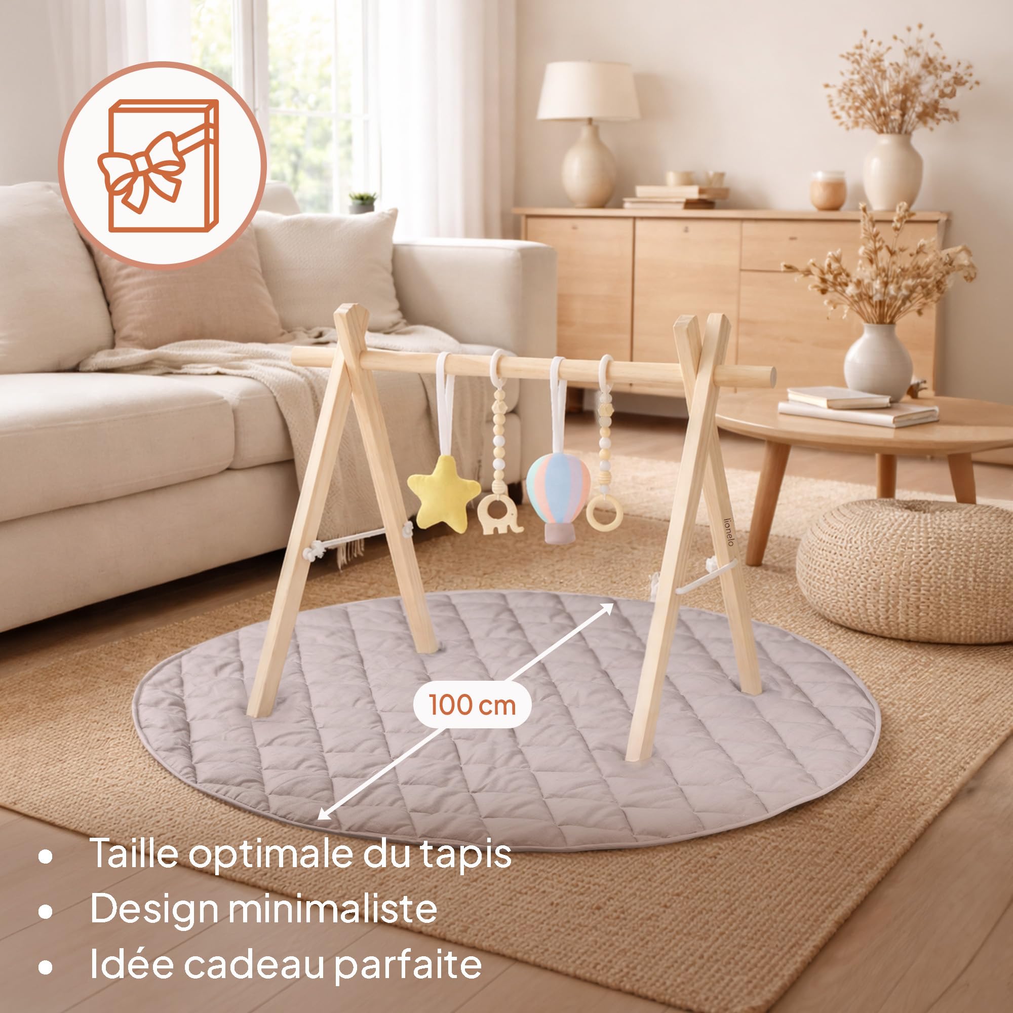 lionelo-anis-tapis-d-veil-arche-bois-100-cm-coton image 8