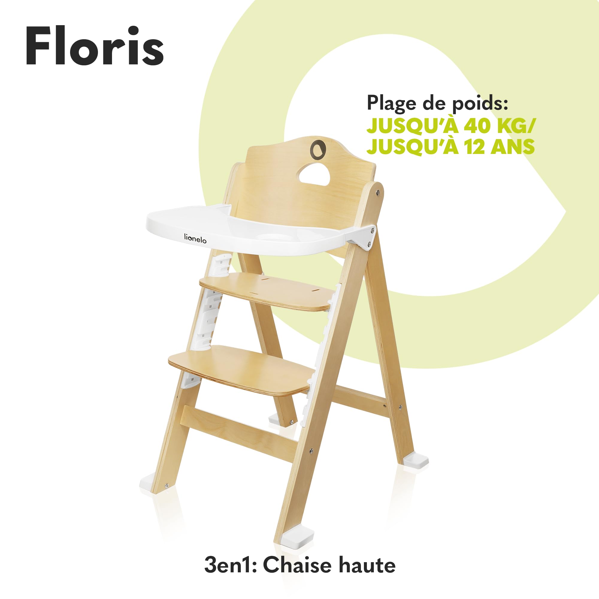 lionelo-floris-chaise-haute-volutive-blanc-6-mois-12-ans image 2