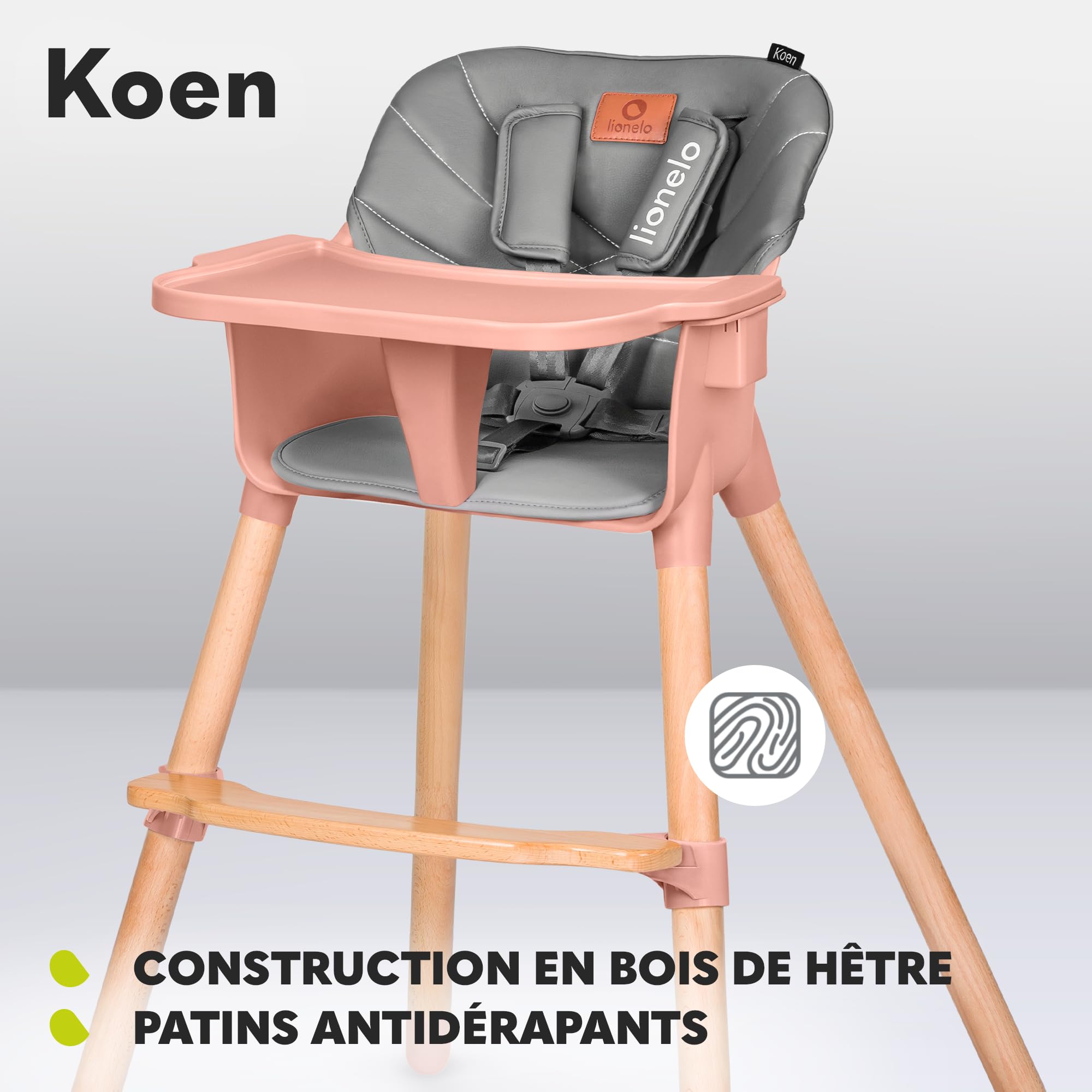 lionelo-koen-chaise-haute-b-b-rose-2-en-1-bois-15-kg image 4