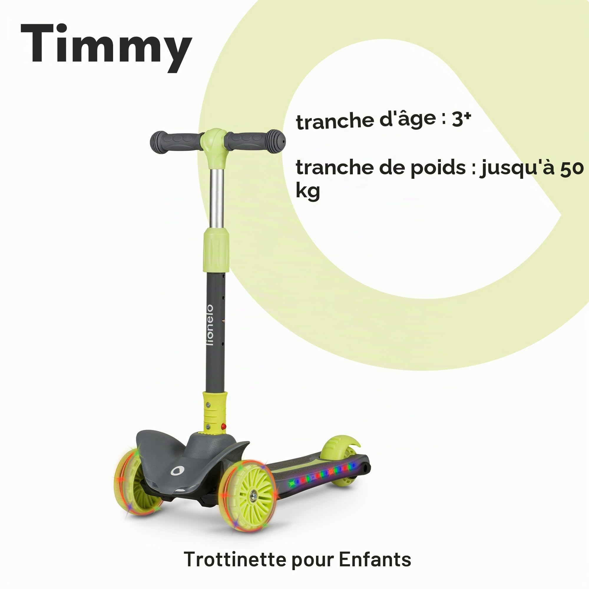 lionelo-timmy-trottinette-3-roues-lime-roues-led image 3