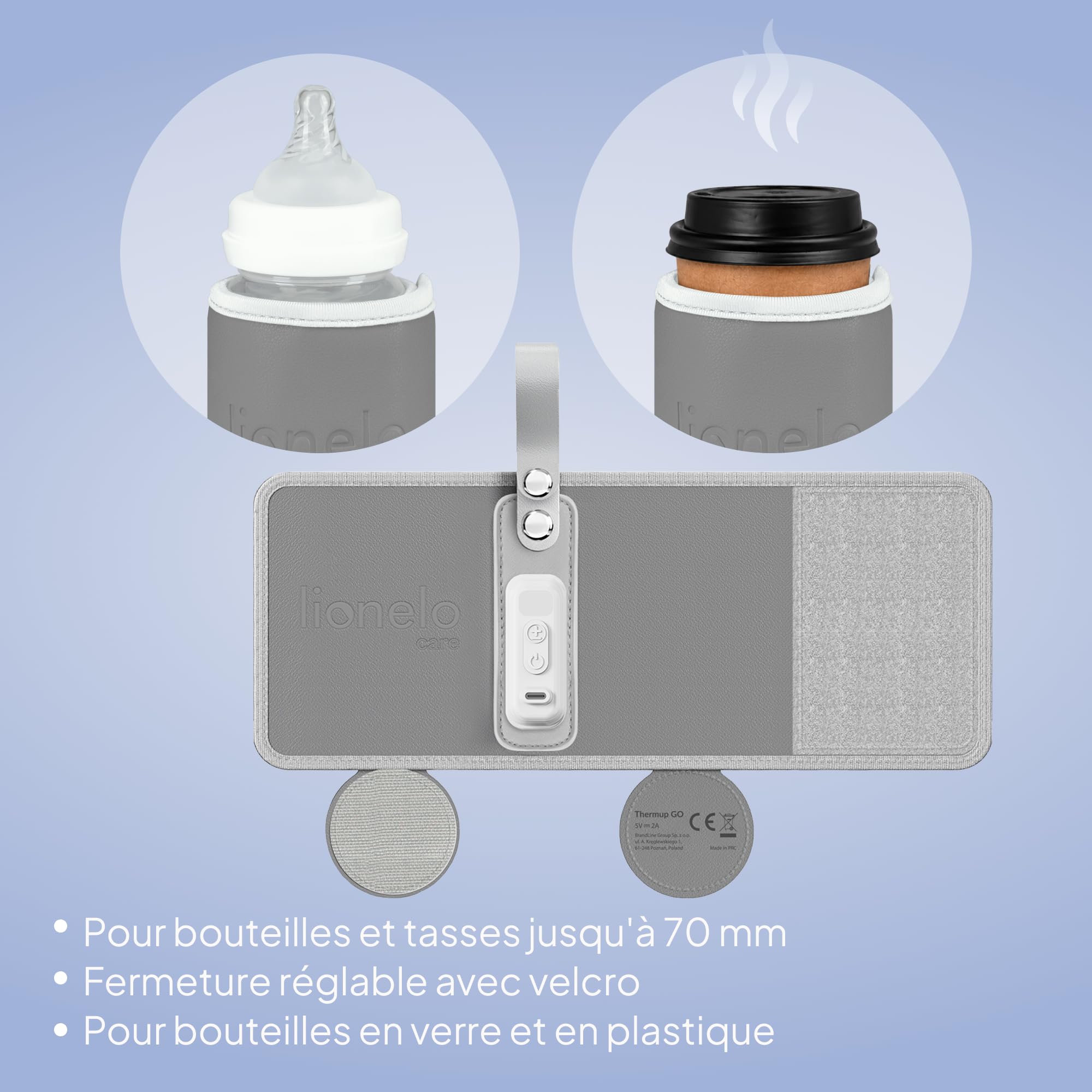 lionelo-thermup-go-chauffe-biberon-portable-gris-usb-c image 4