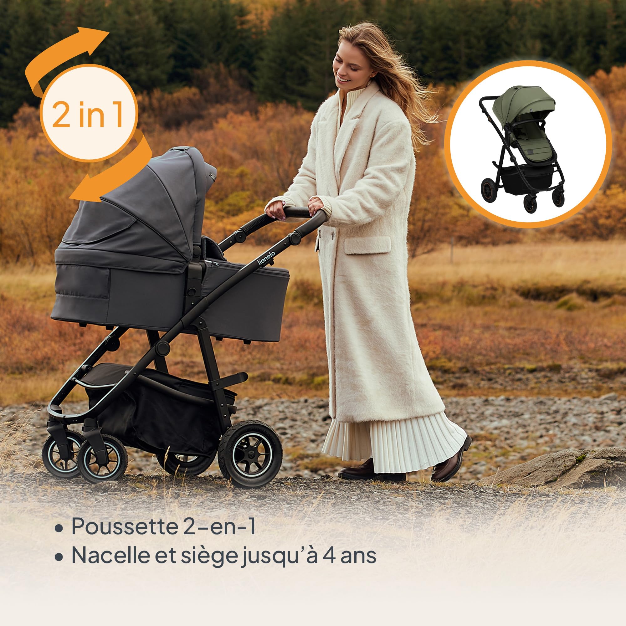 lionelo-amber-plus-poussette-2-en-1-vert-nacelle-22-kg image 5