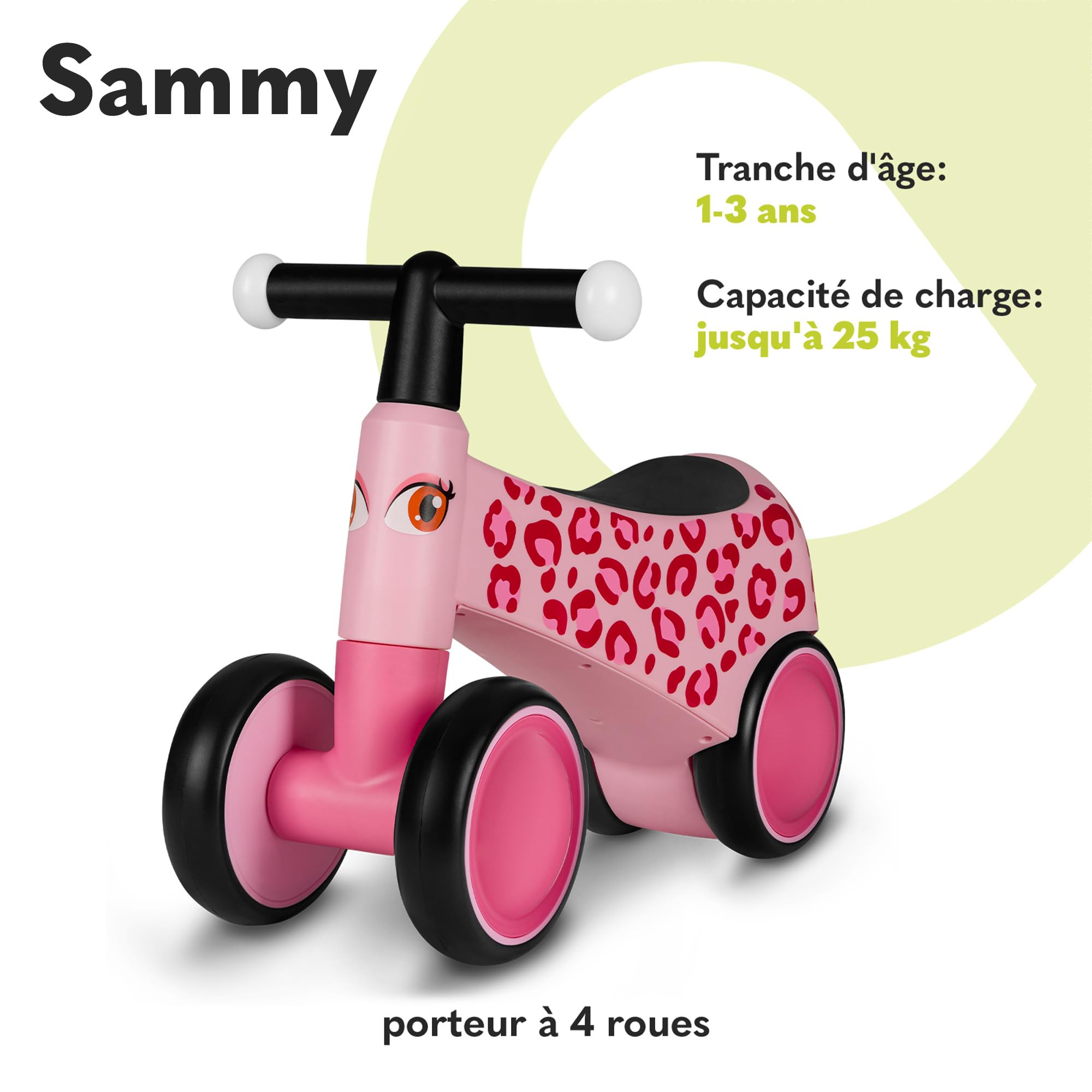 lionelo-sammy-draisienne-b-b-4-roues-rose-led image 2