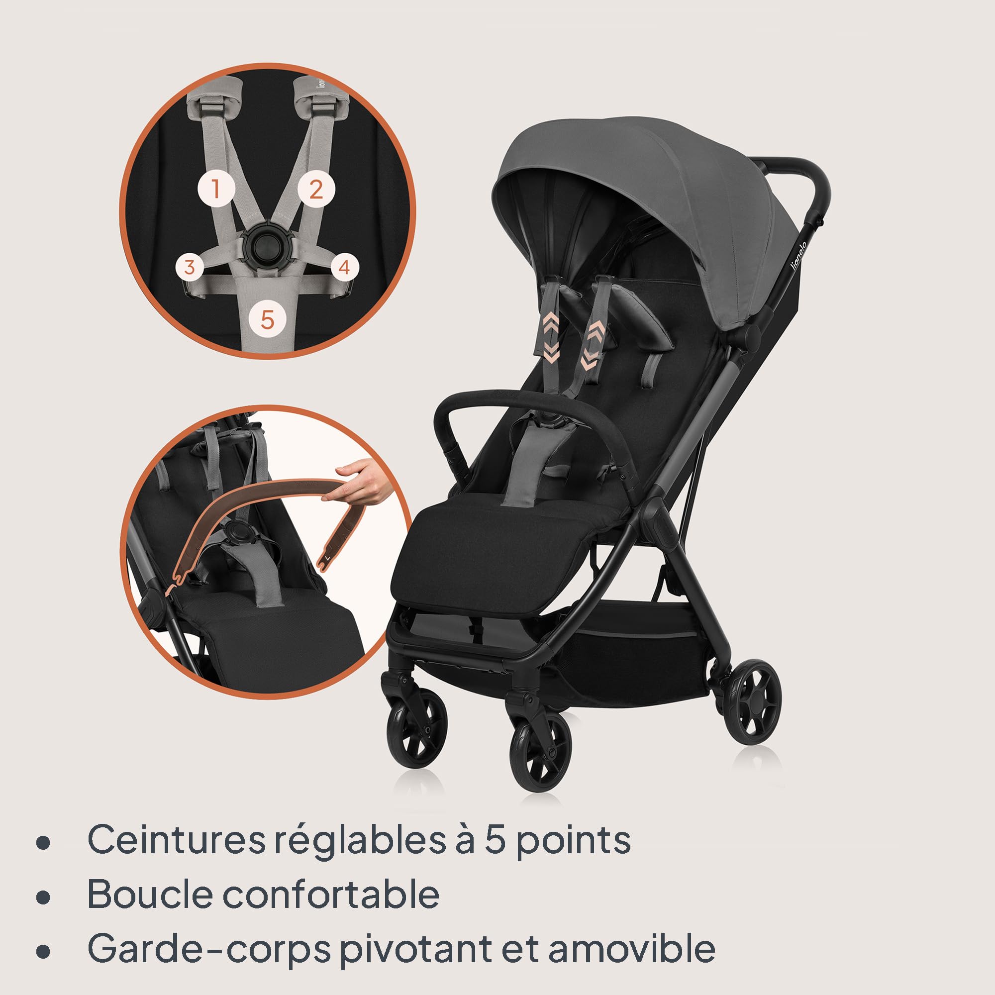 lionelo-julie-air-poussette-canne-grise-22-kg-7-5-kg image 7