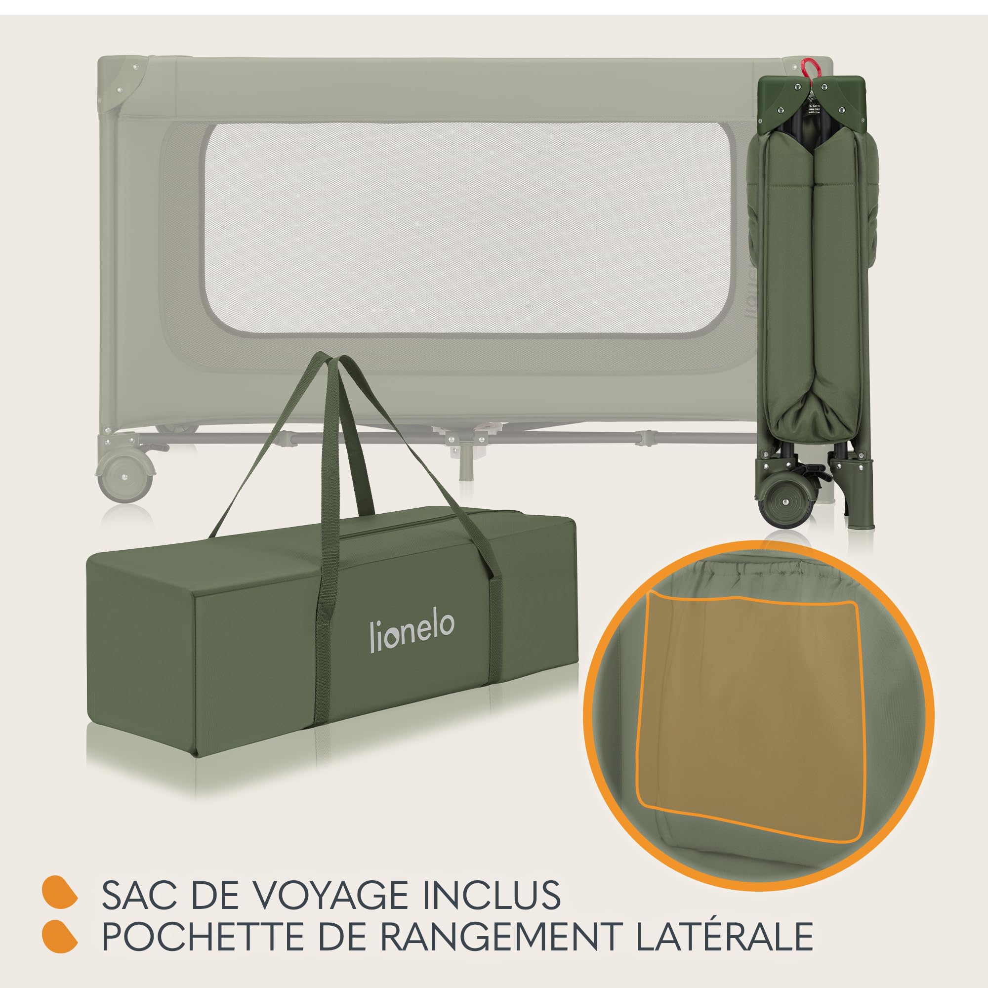 lionelo-jasmin-easy-fold-lit-voyage-vert-matelas-t25 image 8