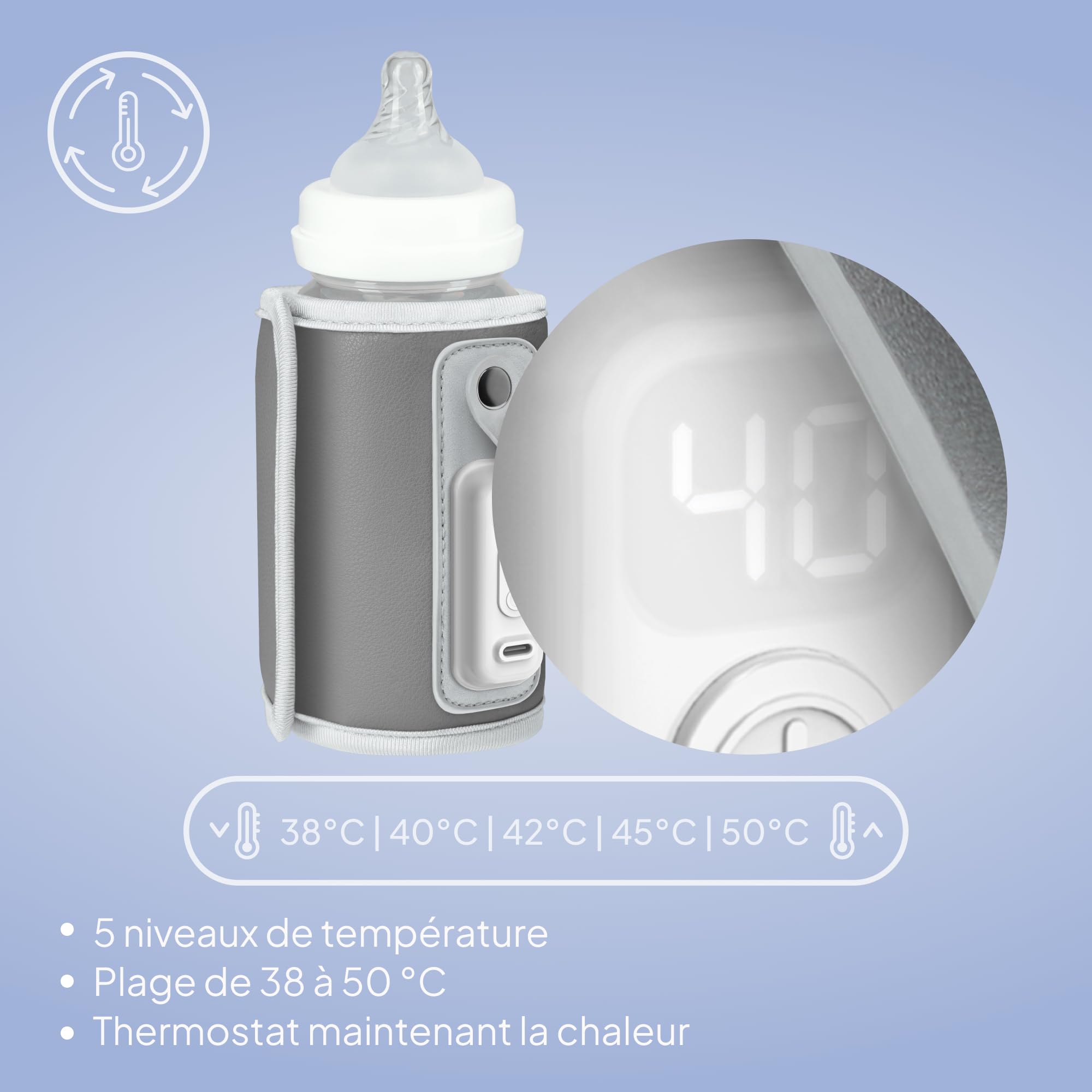 lionelo-thermup-go-chauffe-biberon-portable-gris-usb-c image 3