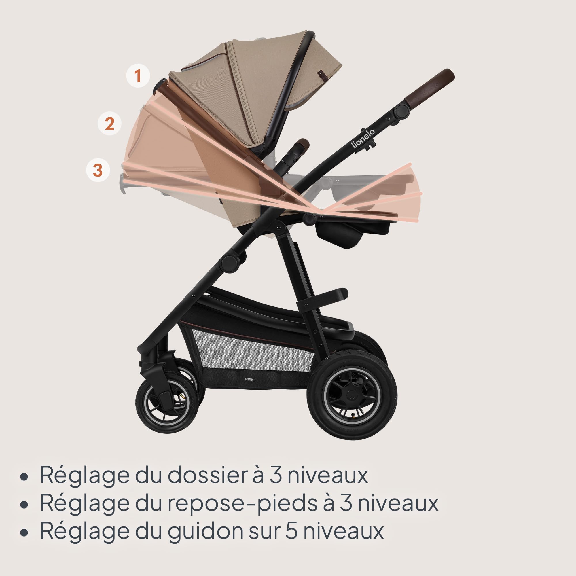 lionelo-amber-poussette-3-en-1-beige-avec-nacelle image 5
