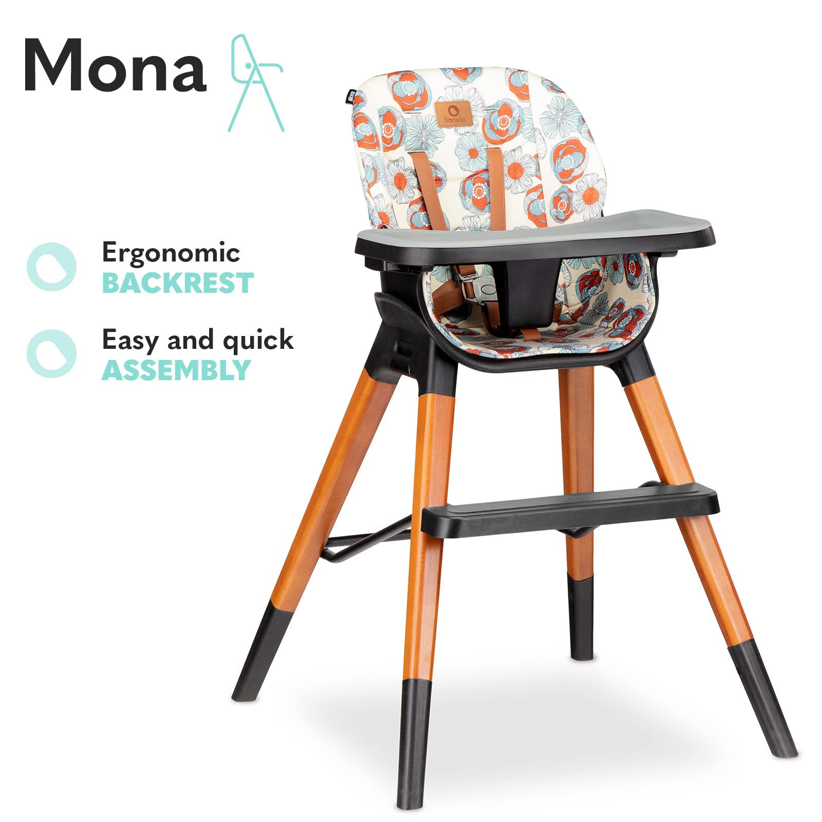 lionelo-mona-chaise-haute-volutive-flower-4-en-1 image 7