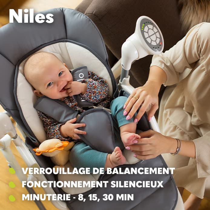 lionelo-niles-chaise-haute-2-en-1-gris-balancelle-6-hauteurs image 8