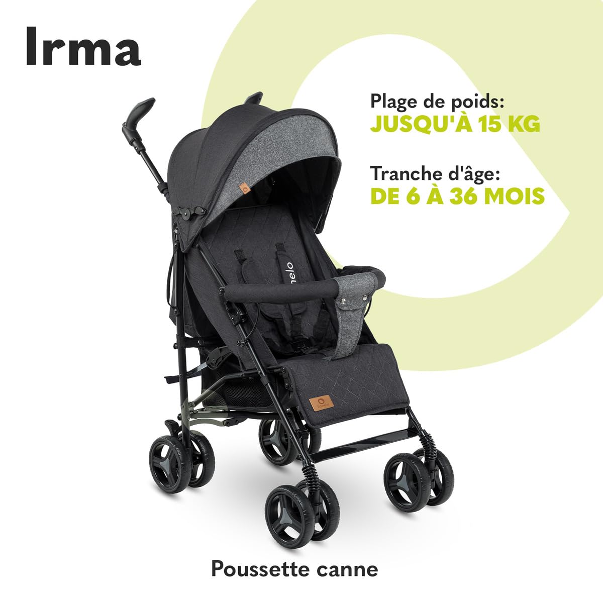 lionelo-irma-poussette-canne-noir-7-kg-dossier-inclinable image 2