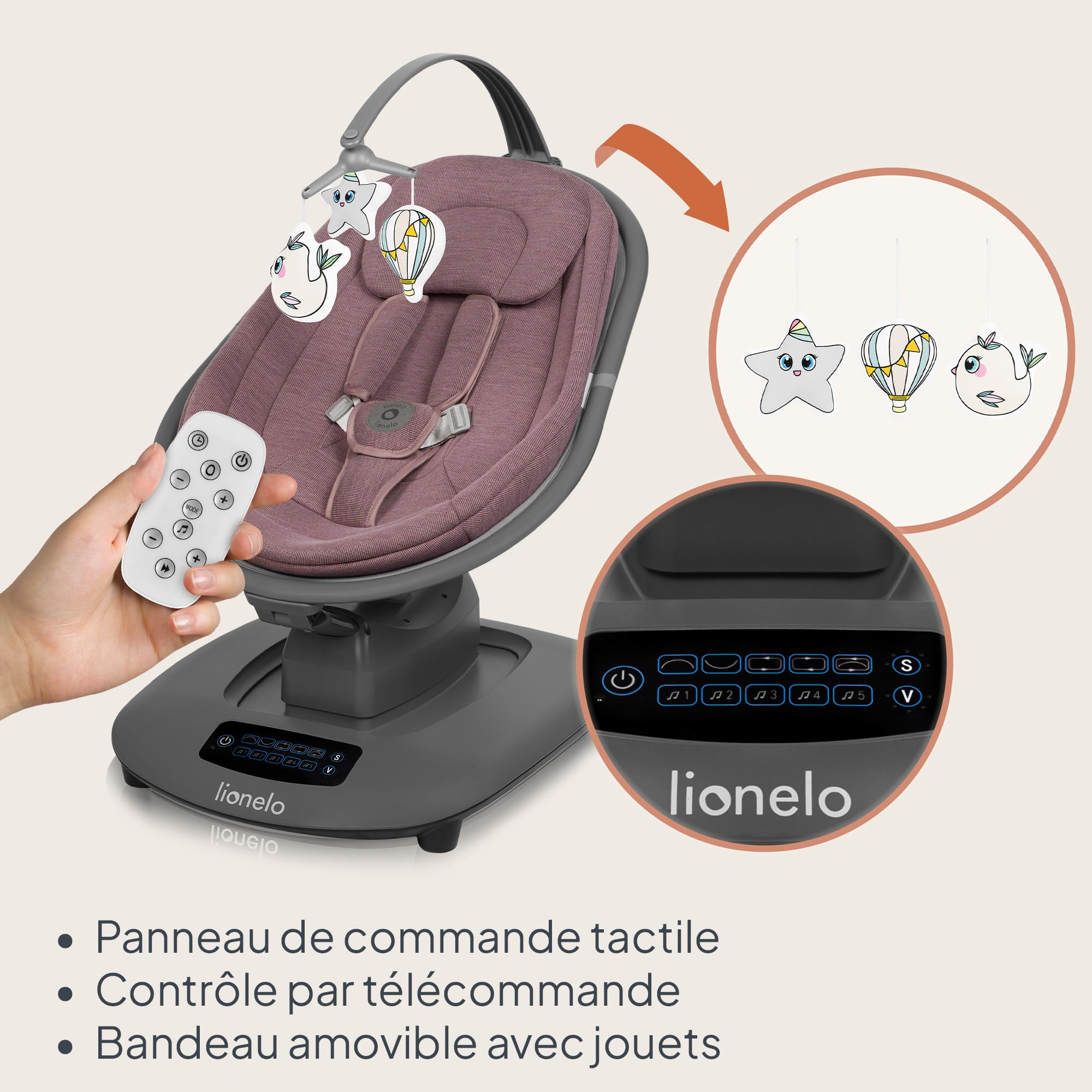 lionelo-blossom-transat-b-b-lectrique-rose-5-vitesses-bluetooth image 8