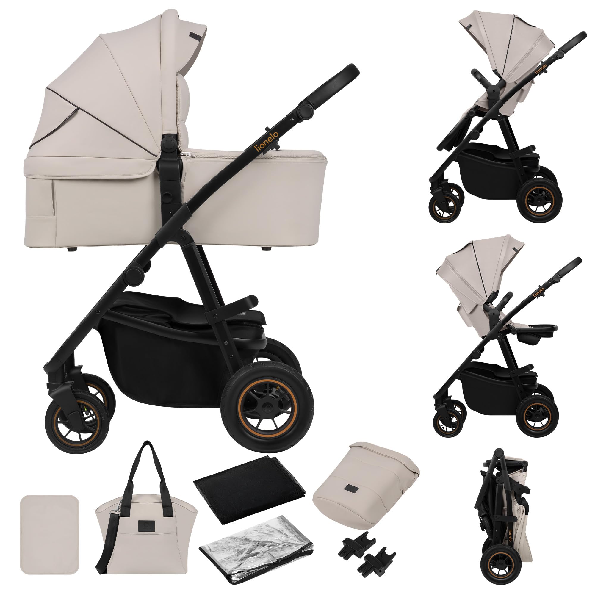lionelo-amber-plus-poussette-2-en-1-beige-nacelle-22-kg image 1