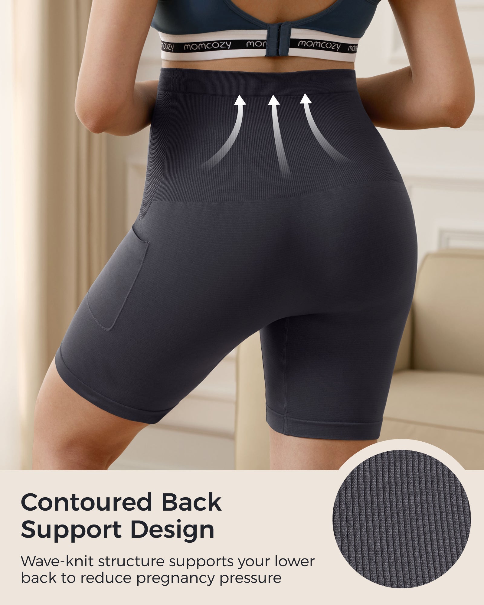 momcozy-m-series-short-grossesse-biker-noir-m-soutien-ventre image 2