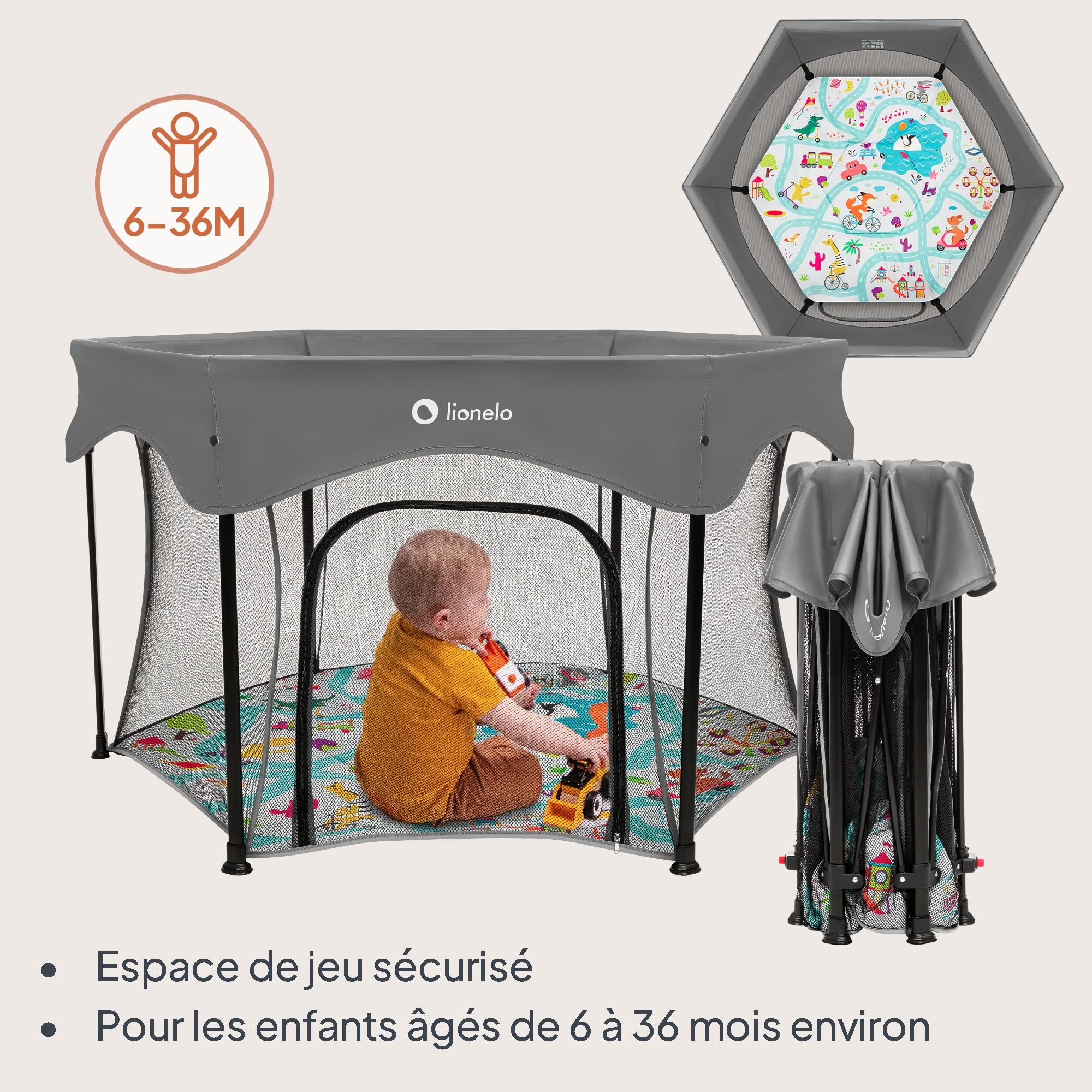 lionelo-roel-plus-parc-b-b-hexagonal-134-cm-entr-e-lat-rale image 2