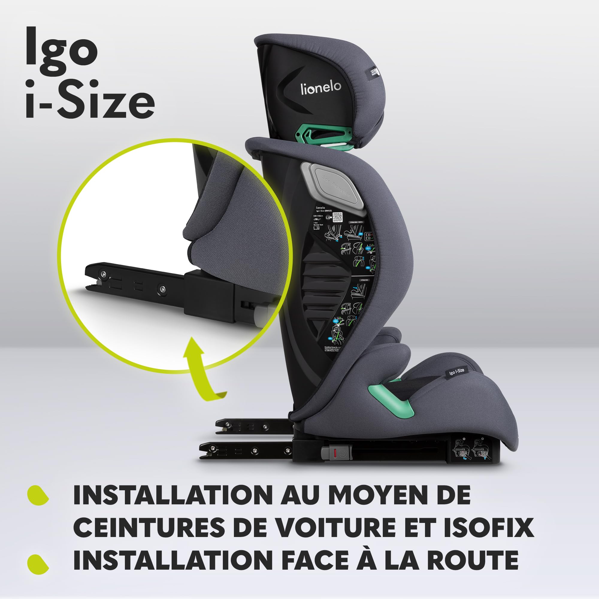 lionelo-igo-i-size-si-ge-auto-gris-100-150-cm-isofix image 5