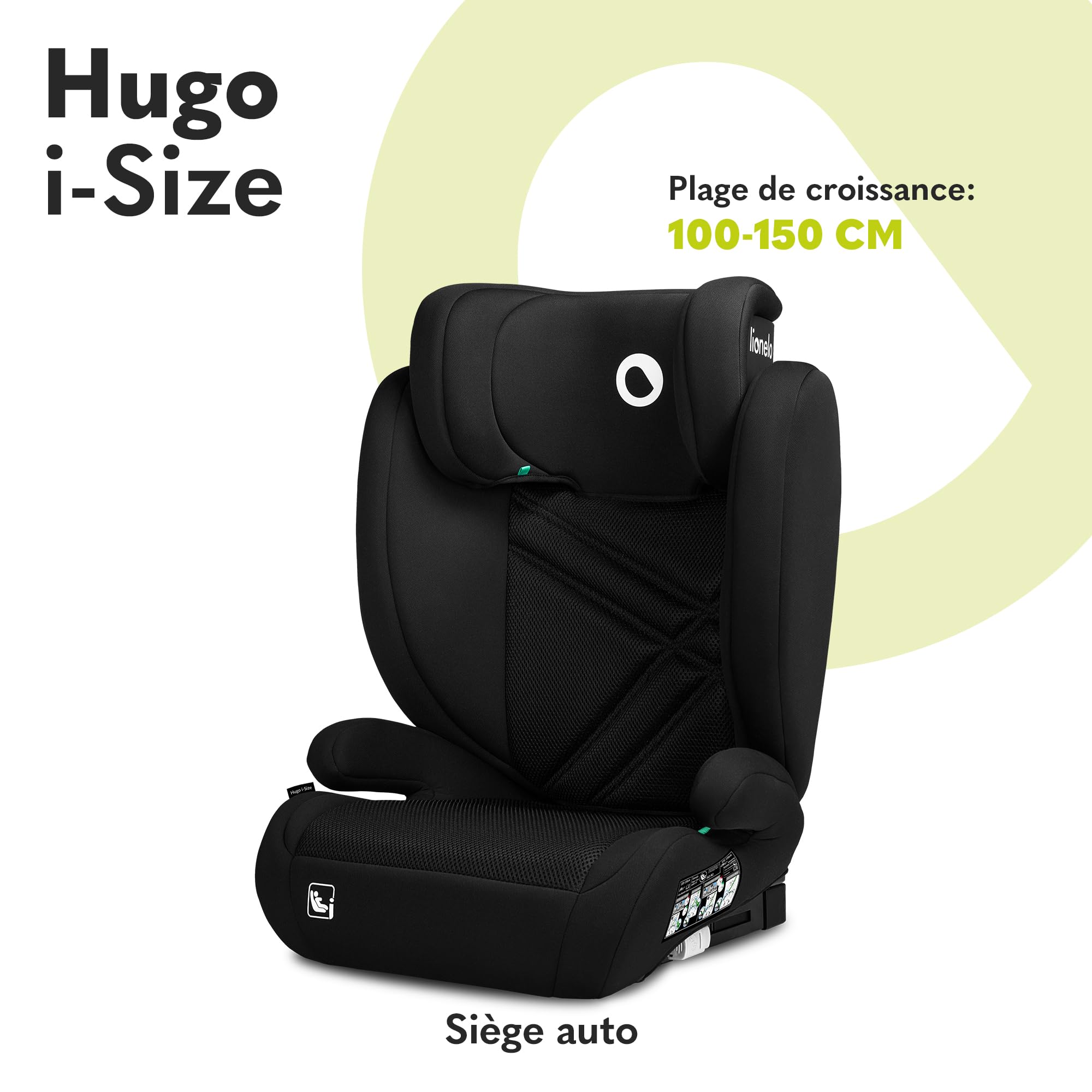 lionelo-hugo-i-size-si-ge-auto-isofix-carbone-noir-100-150-cm image 2