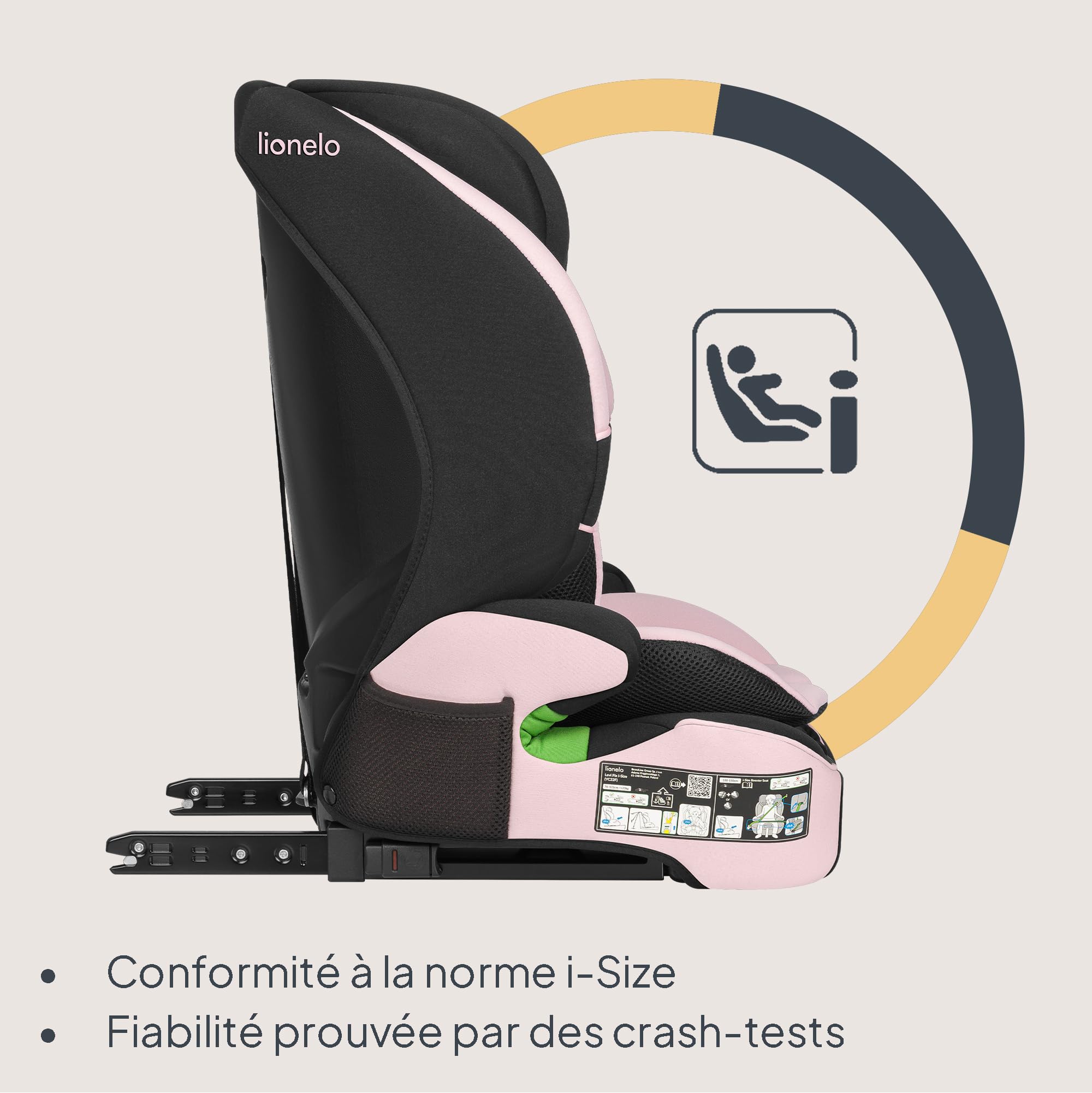 lionelo-levi-fix-i-size-si-ge-auto-rose-76-150-cm-isofix image 2