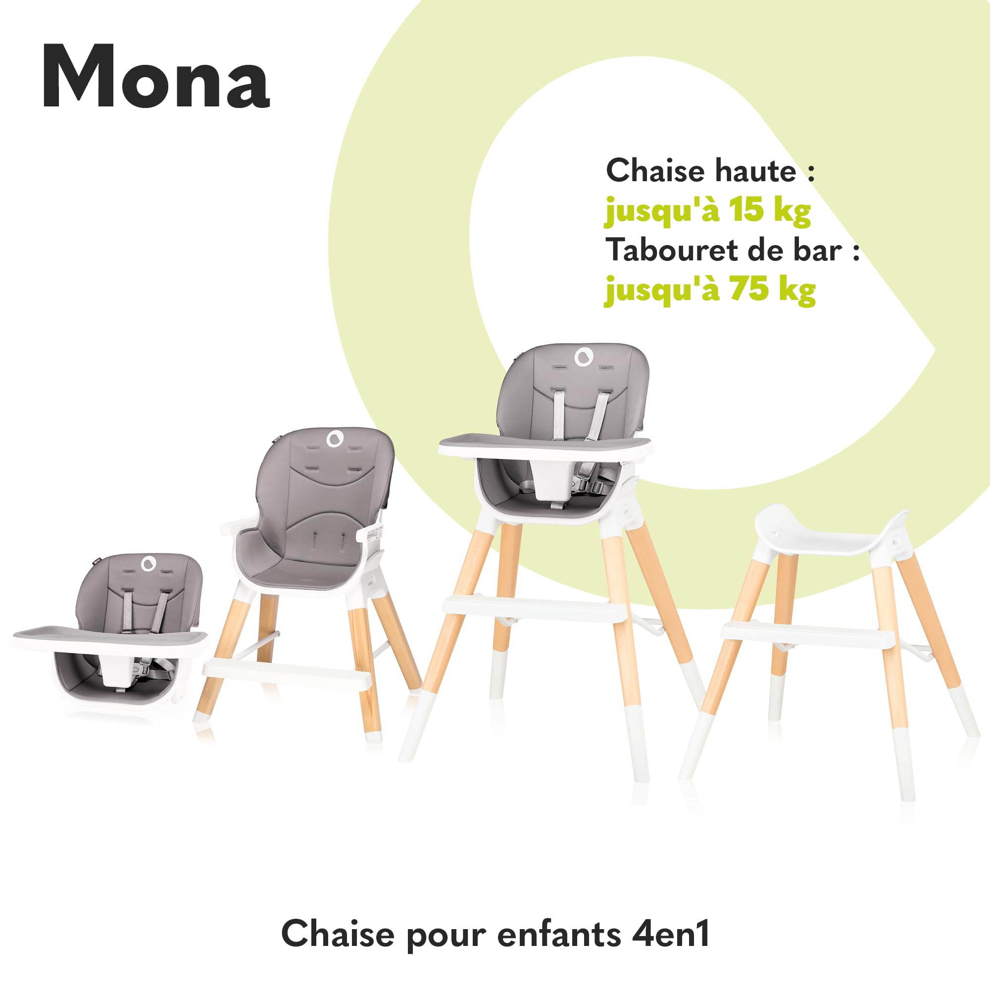 lionelo-mona-chaise-haute-volutive-4-en-1-15-kg image 2