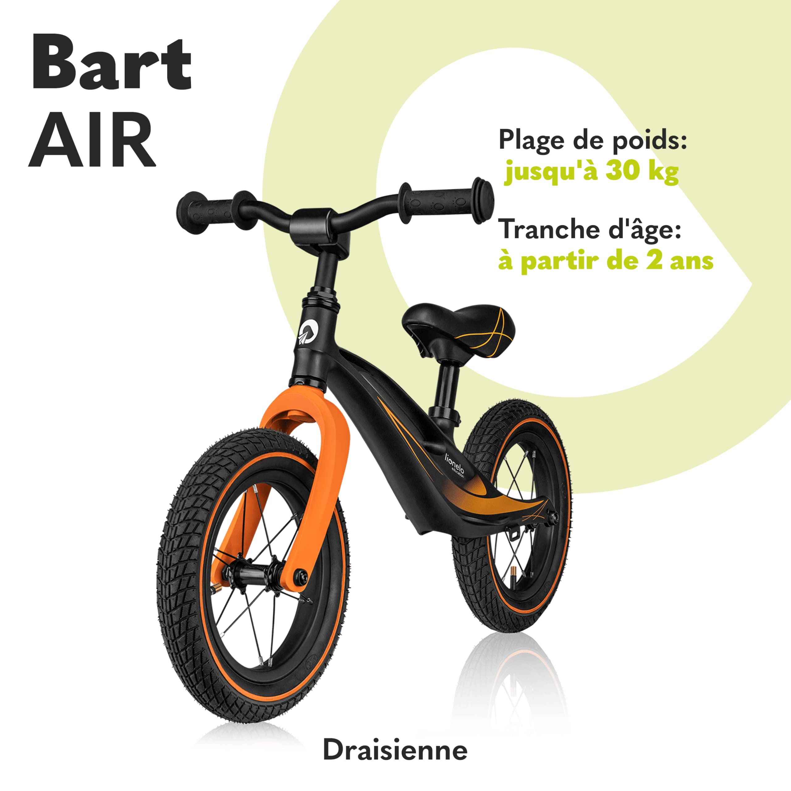 lionelo-bart-air-draisienne-sporty-black-12-pouces-2-6-ans image 2