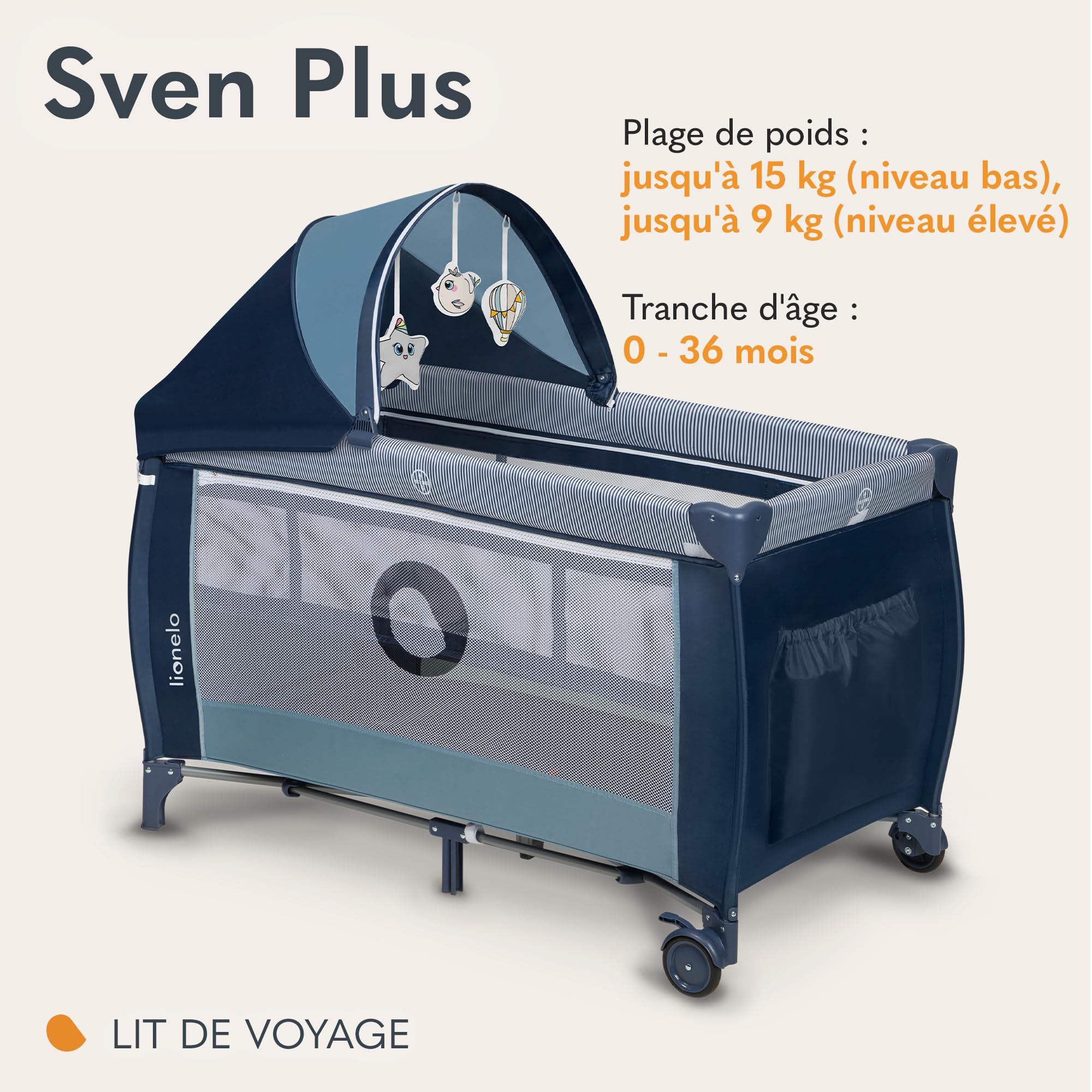 lionelo-sven-plus-lit-b-b-2-en-1-bleu-marine-pliable image 2