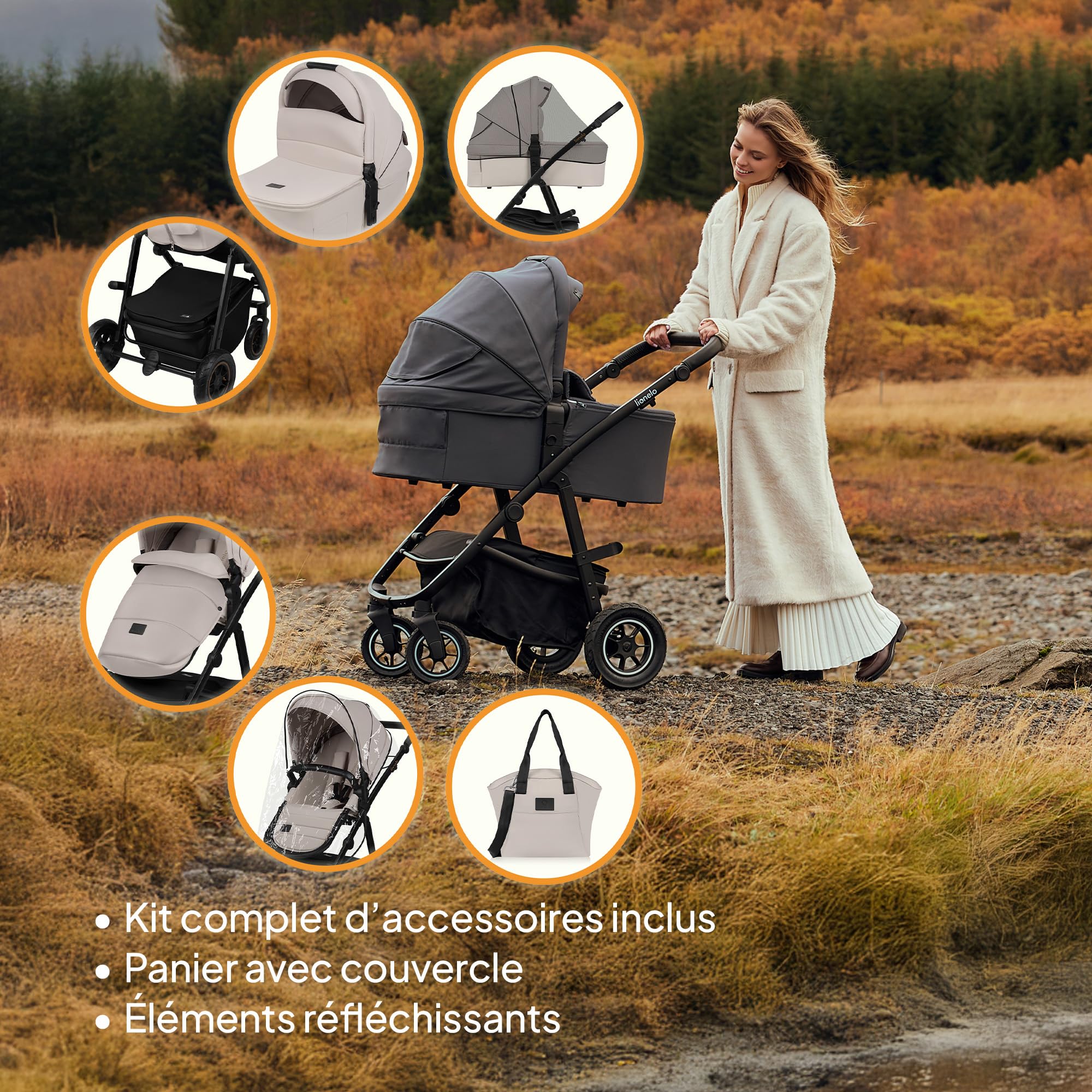 lionelo-amber-plus-poussette-2-en-1-beige-nacelle-22-kg image 8