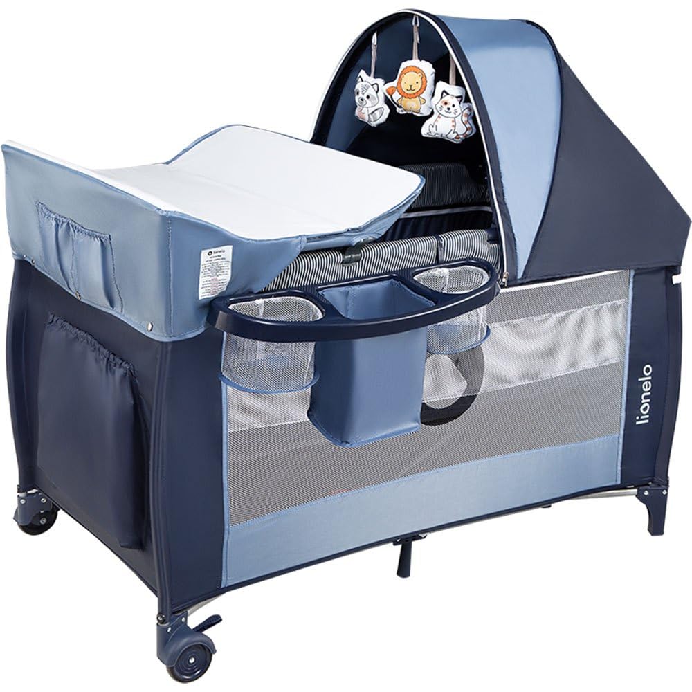 lionelo-sven-plus-lit-b-b-2-en-1-bleu-marine-pliable image 4