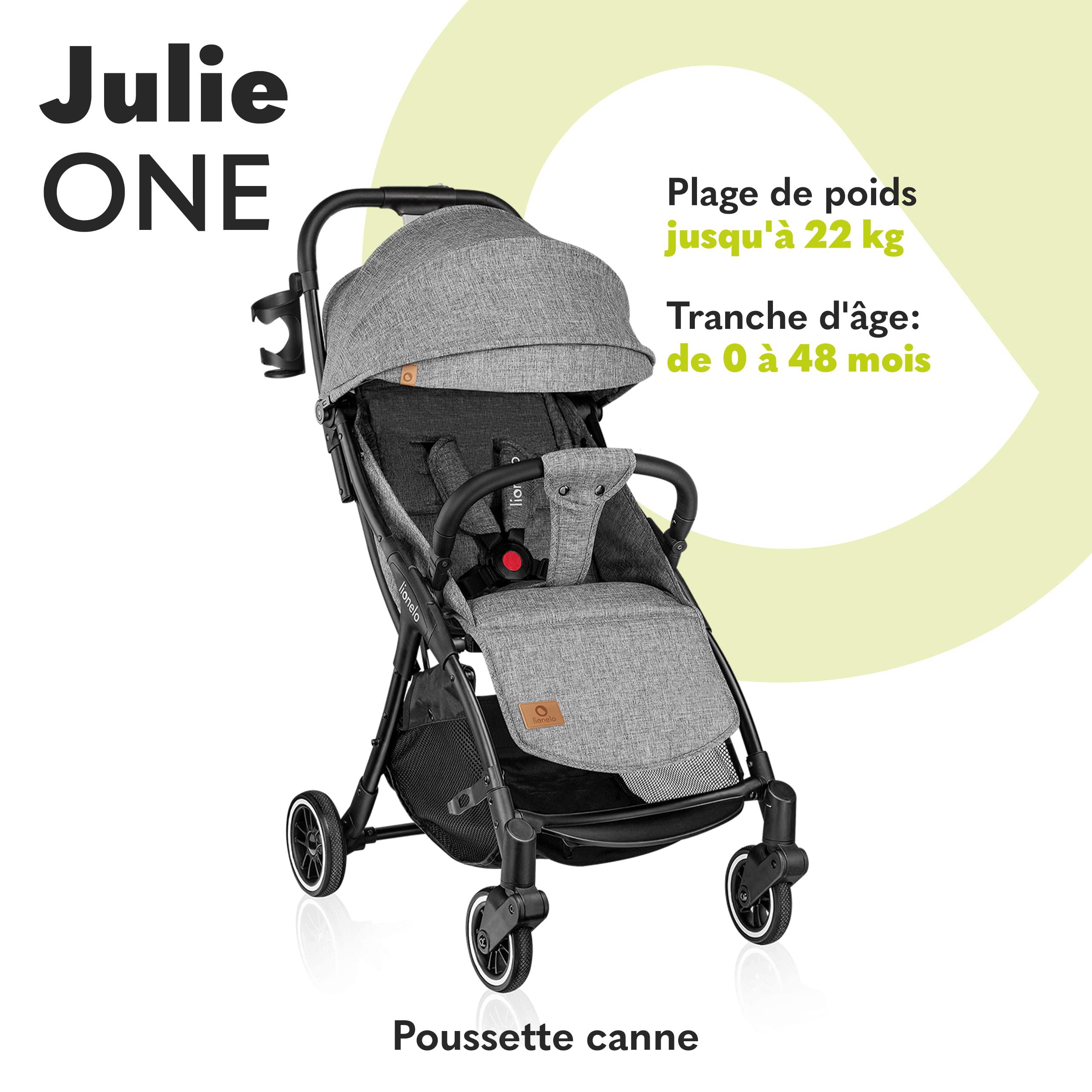 lionelo-julie-one-poussette-canne-gris-22-kg-dossier-r-glable image 2