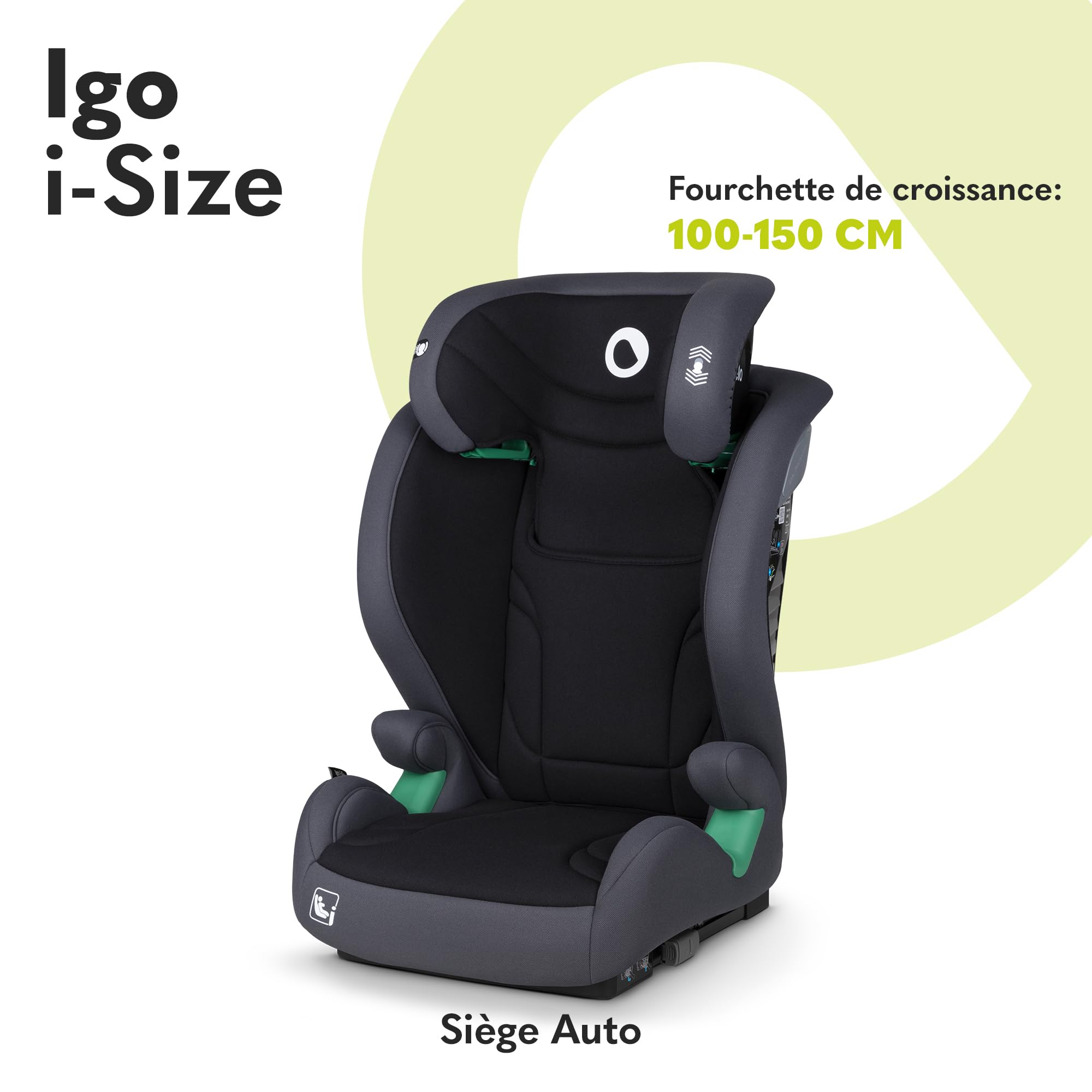 lionelo-igo-i-size-si-ge-auto-gris-100-150-cm-isofix image 2