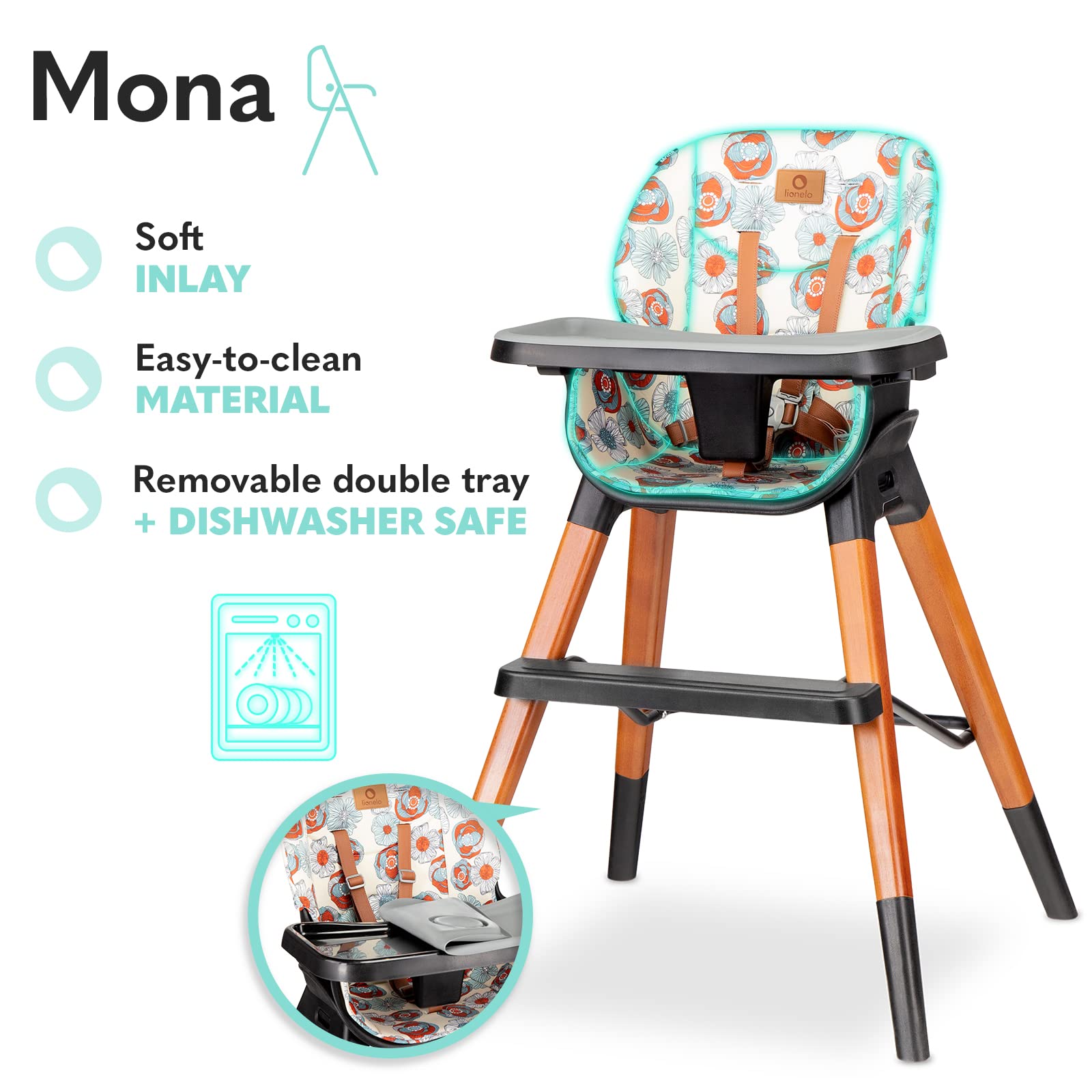 lionelo-mona-chaise-haute-volutive-flower-4-en-1 image 6