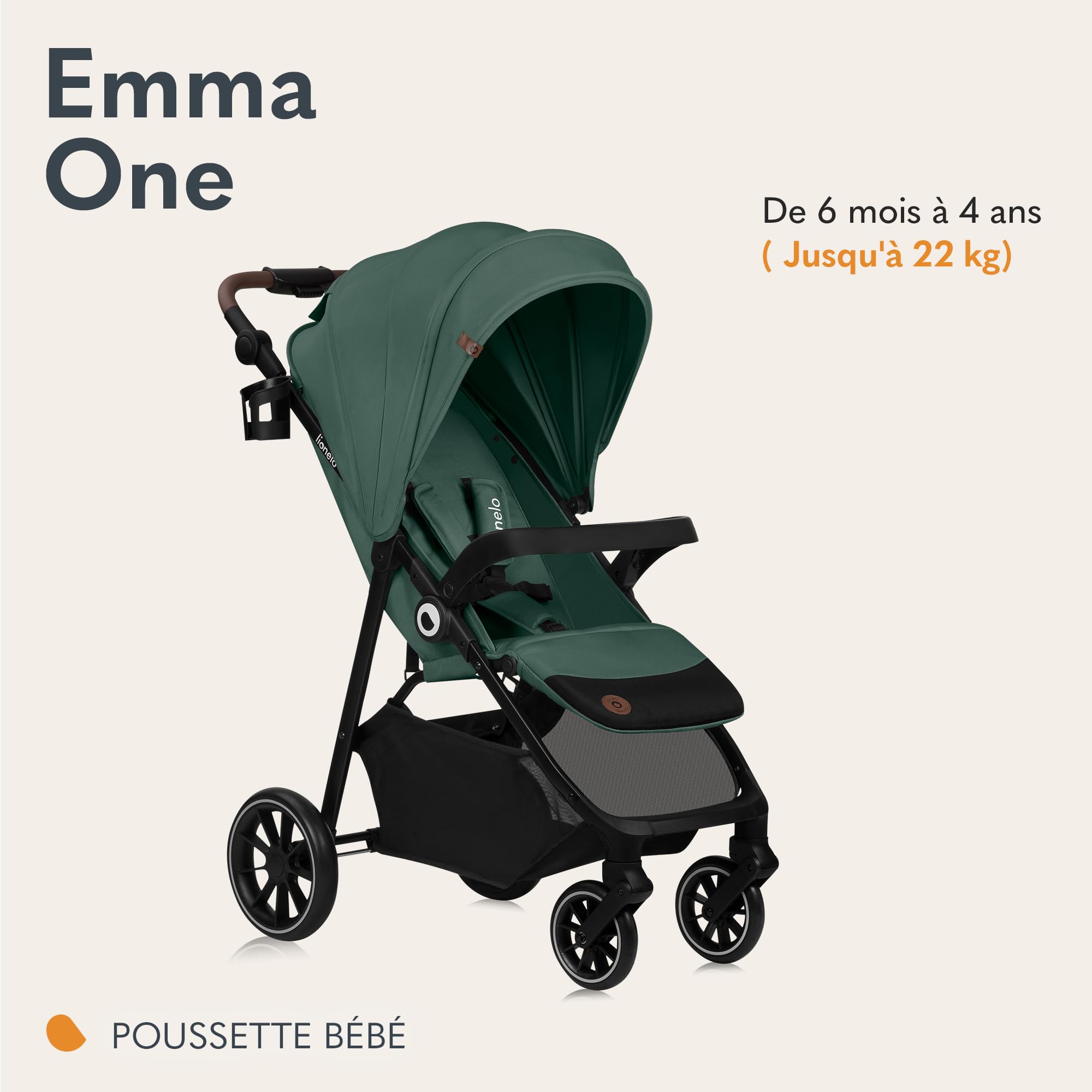 lionelo-emma-one-poussette-canne-verte-22-kg-upf50 image 2