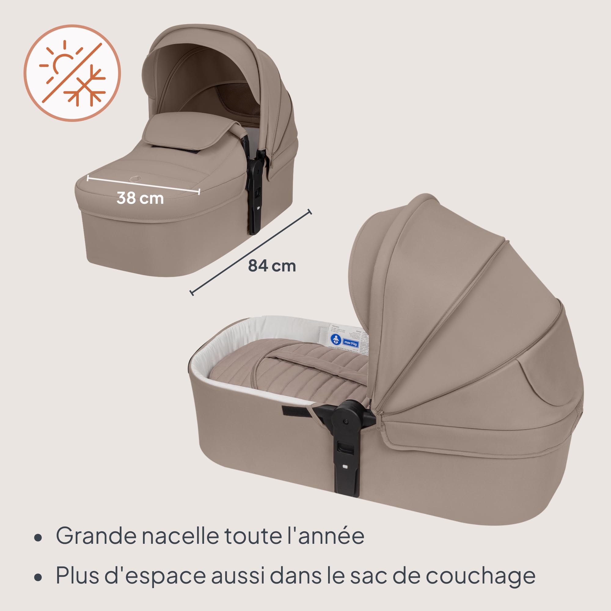 lionelo-greet-poussette-3-en-1-beige-nacelle-si-ge-auto image 2