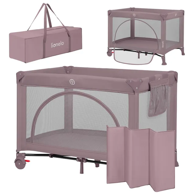 lionelo-laura-lit-parapluie-2-en-1-parc-b-b-rose image 1