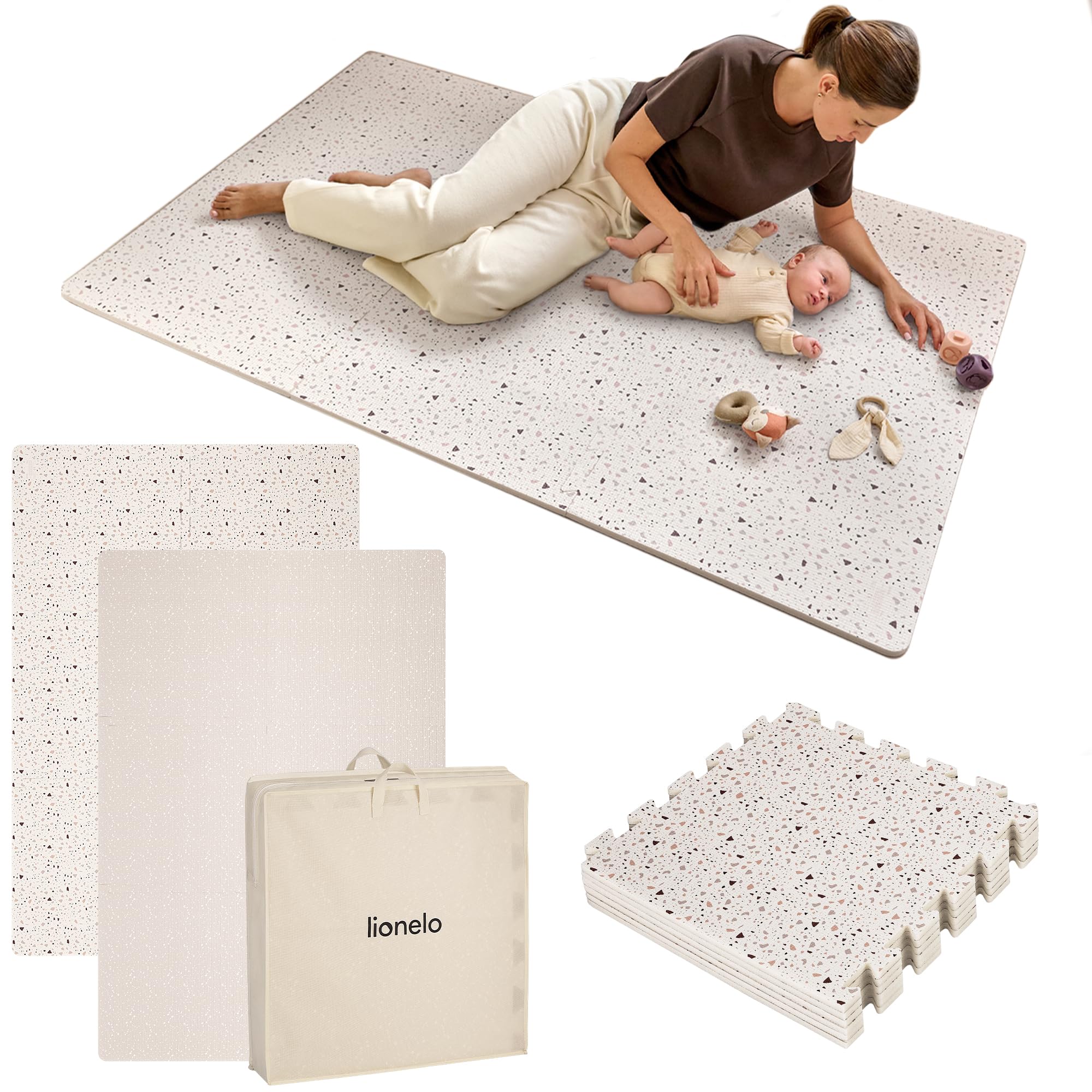 lionelo-yoka-tapis-jeu-puzzle-beige-6-pi-ces-173x116-cm-xpe image 1