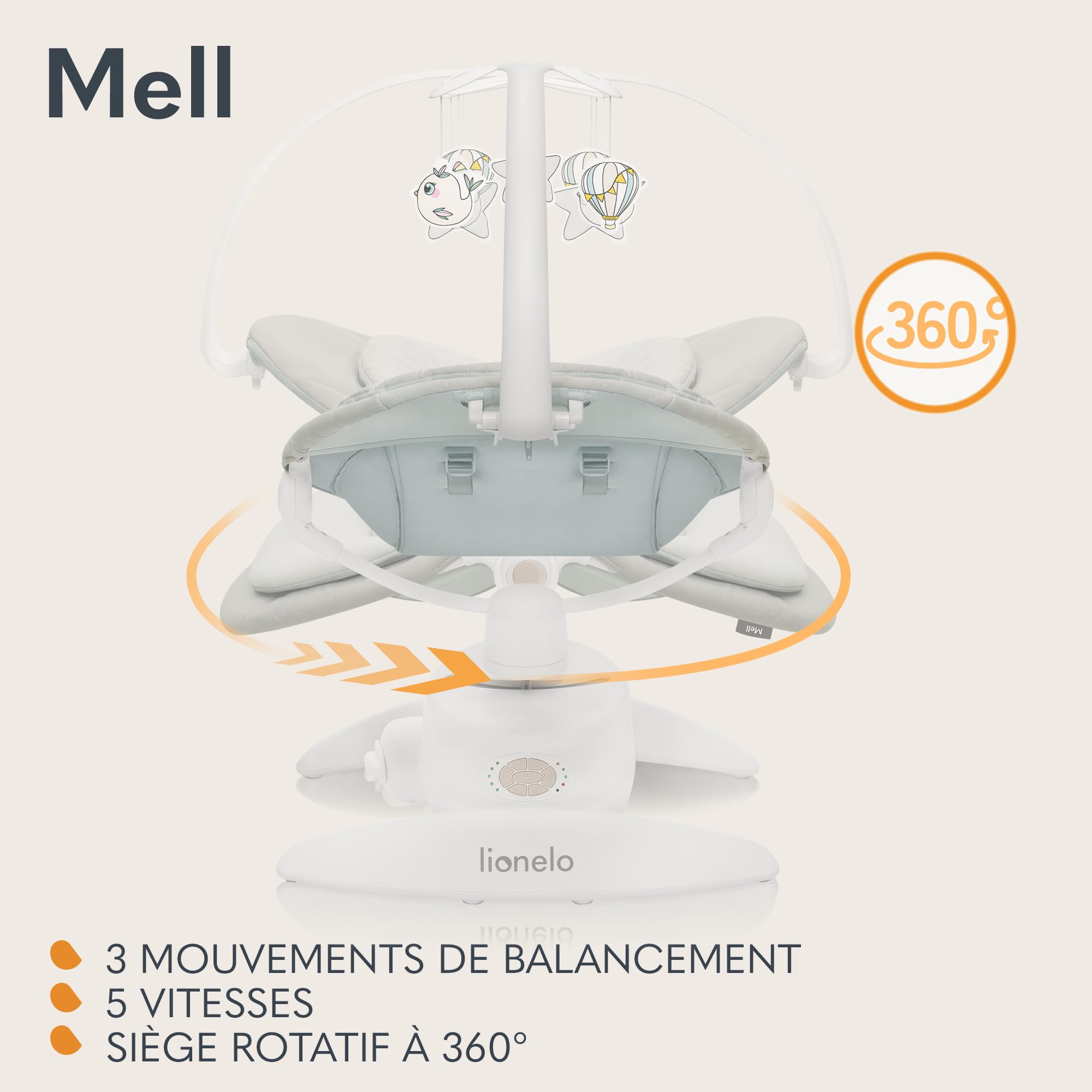 lionelo-mell-transat-b-b-lectrique-beige-360-bluetooth image 3