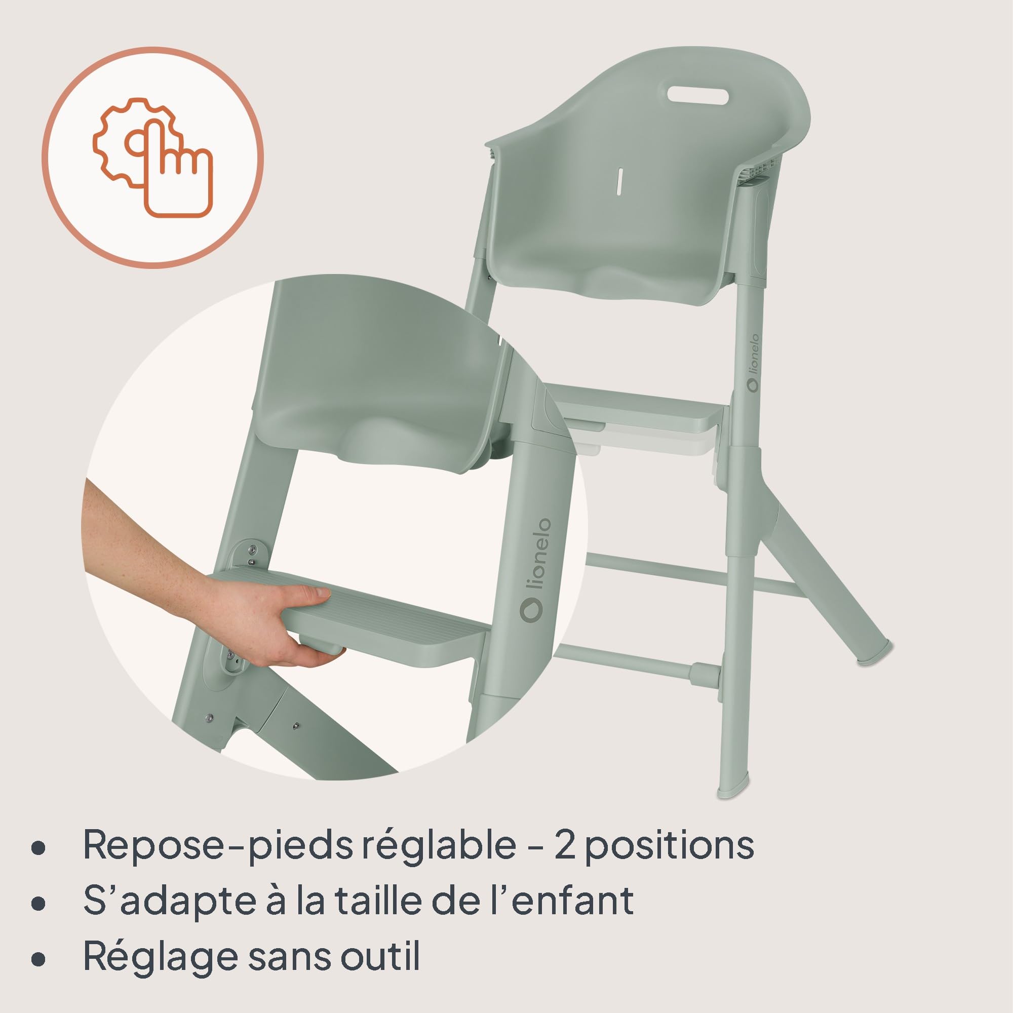 lionelo-beny-chaise-haute-green-6-36-mois-15-kg image 3