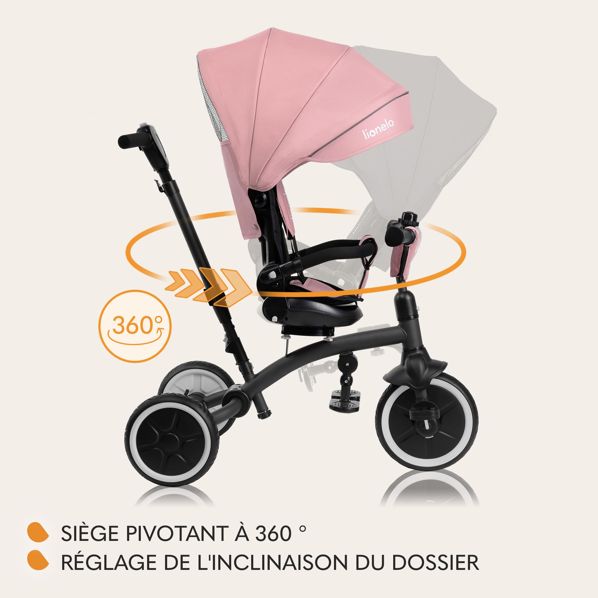 lionelo-tris-plus-tricycle-b-b-volutif-rose-360 image 7
