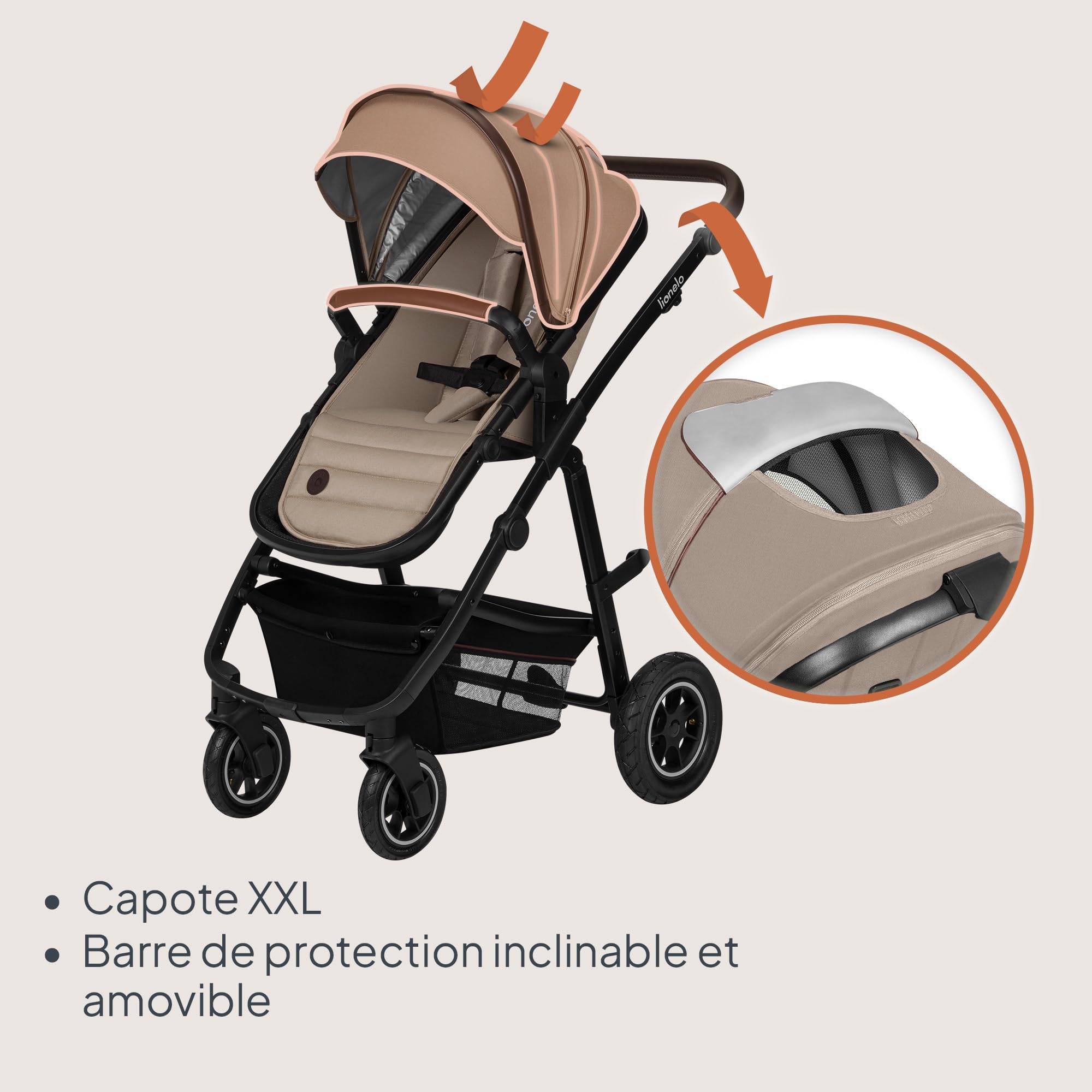 lionelo-amber-poussette-3-en-1-beige-avec-nacelle image 7